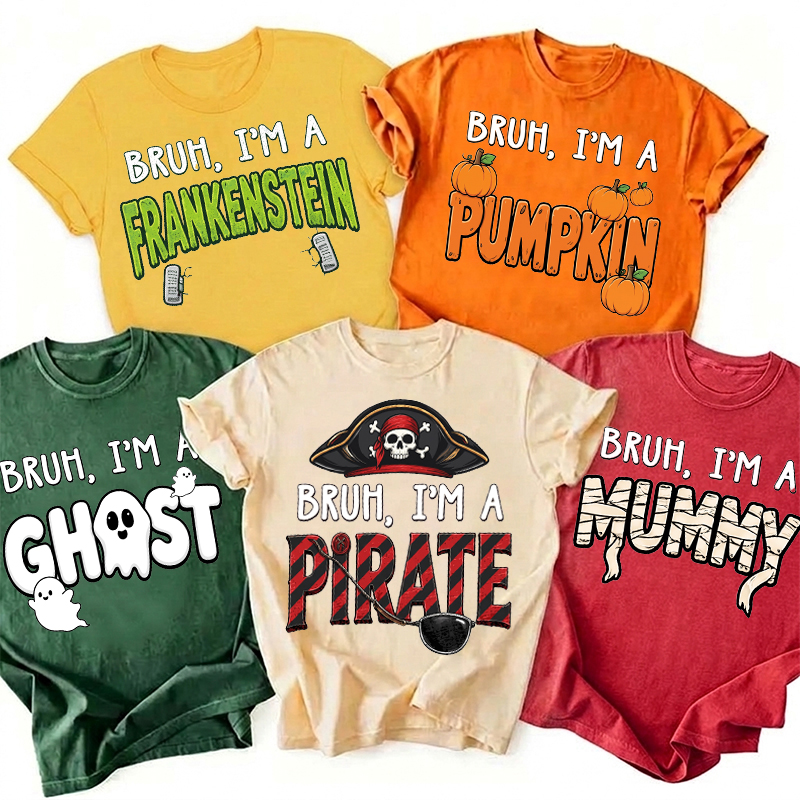Personalized Bruh I'm A Costume Matching Halloween Teacher T‑Shirt