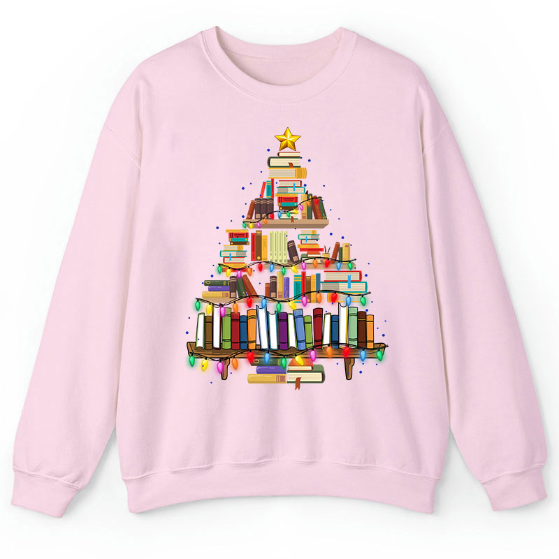 Book Christmas Tree Teacher Sweatshirt