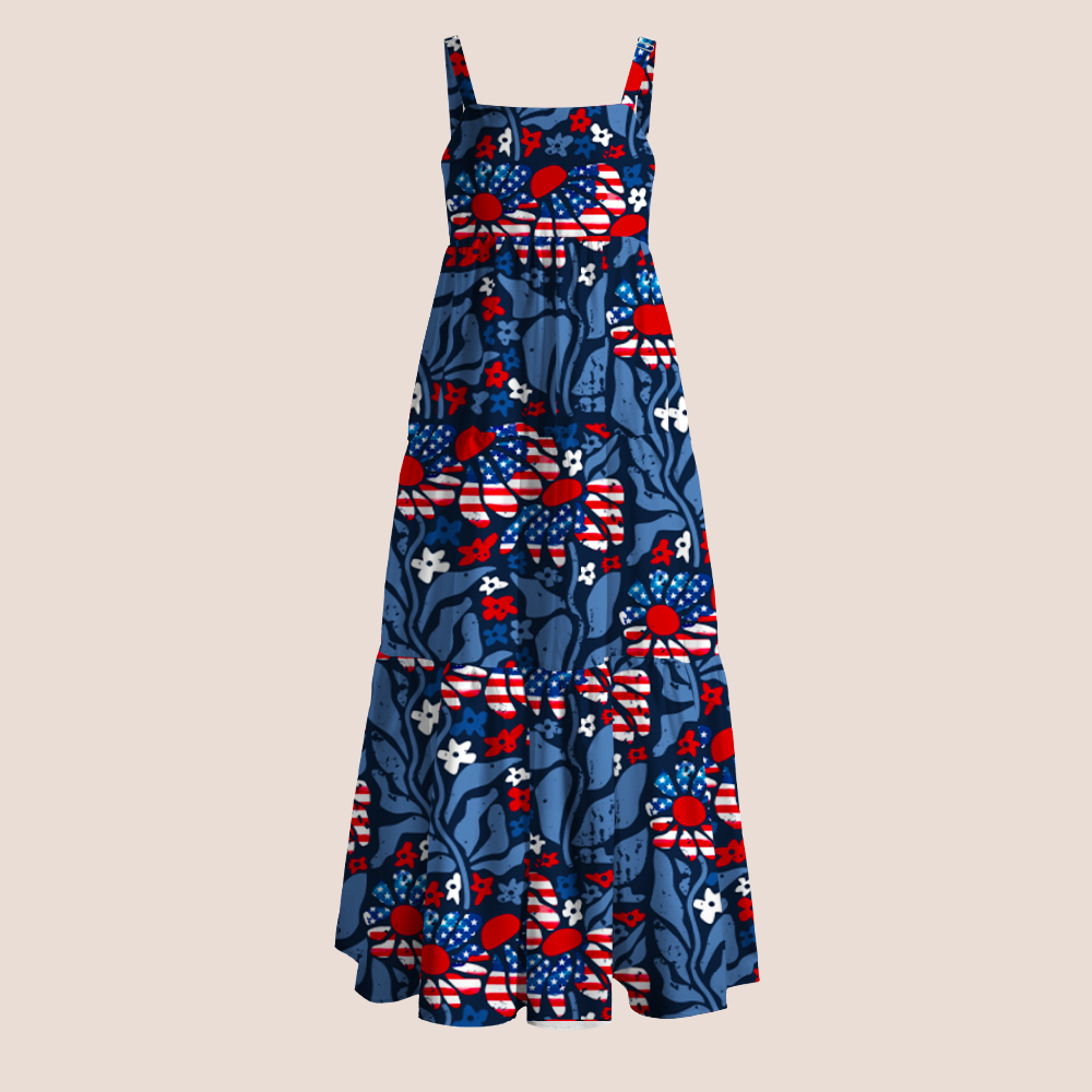 American Flag Daisy Print Teacher Slip Dress
