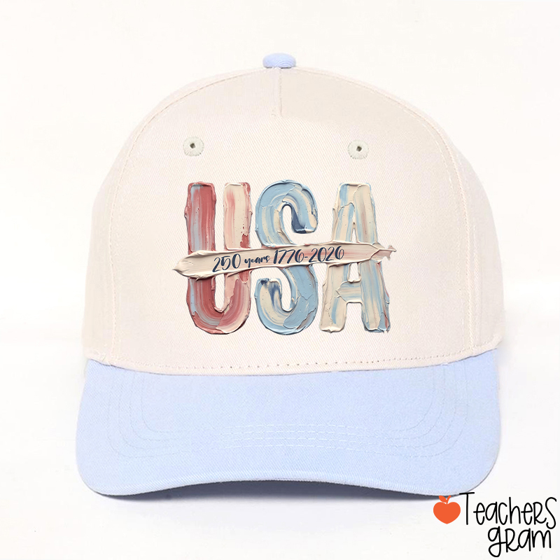 Watercolor USA 250 Years Teacher Baseball Cap