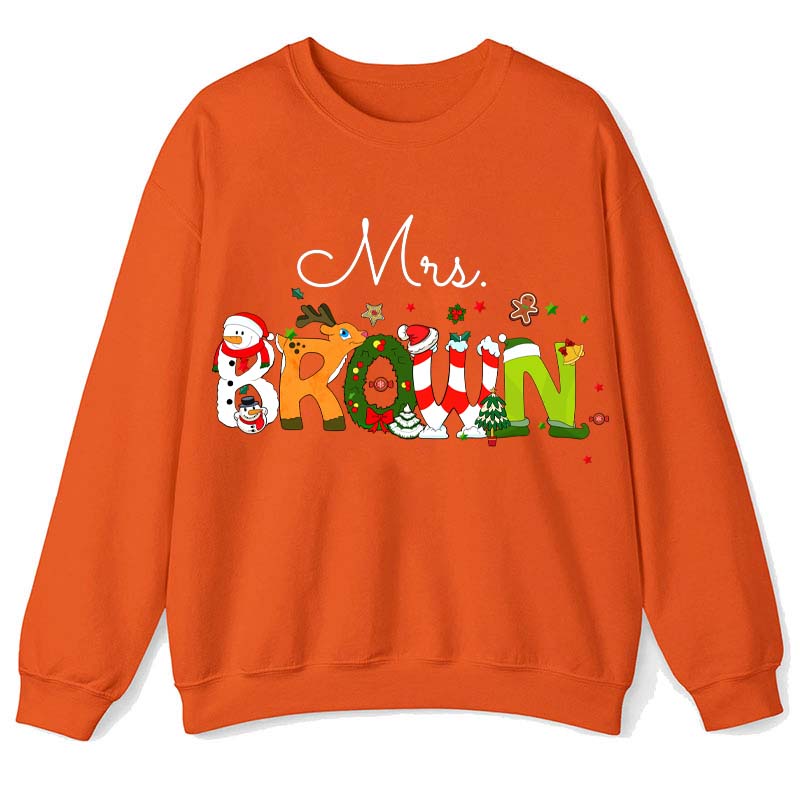 Personalized Christmas Style Teacher Sweatshirt