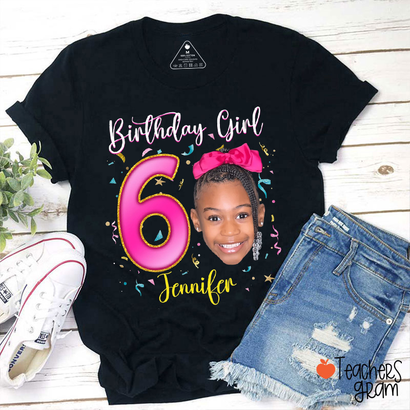 Personalized Photo Birthday Girl Teacher T-Shirt