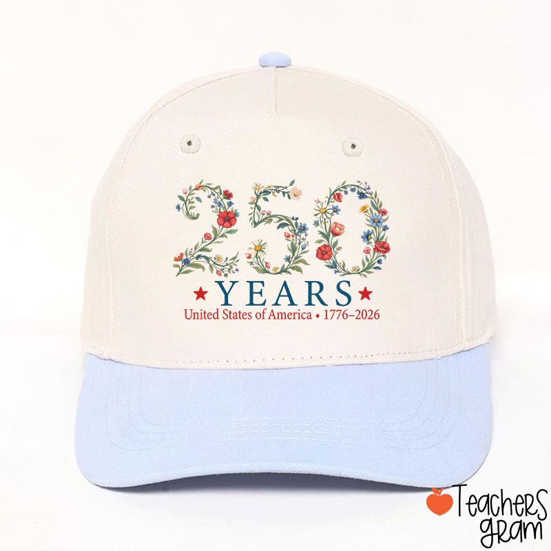 USA 250th Anniversary Floral Teacher Baseball Cap