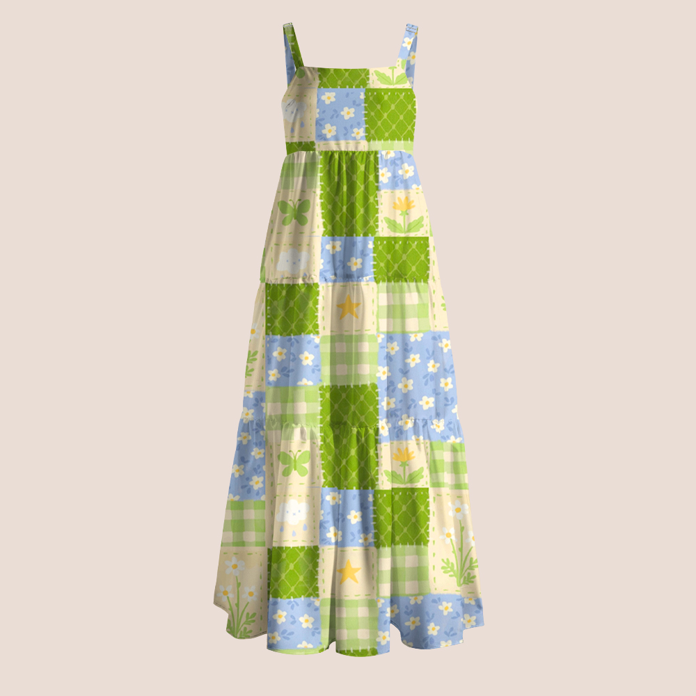 Garden Whimsy Patchwork Floral Teacher Slip Dress