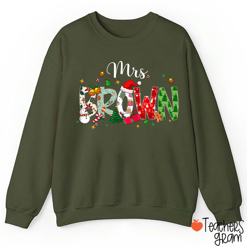 Personalized Name Christmas Atmosphere Teacher Sweatshirt