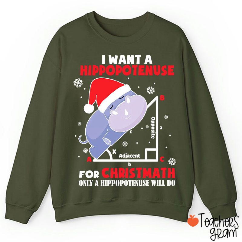 I Want A Hippopotenuse For Christmas Teacher Sweatshirt