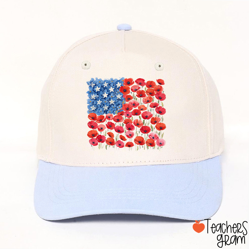 Floral USA Flag 250th Anniversary Teacher Baseball Cap