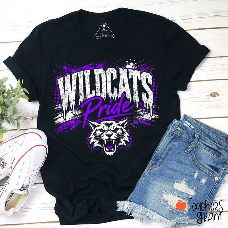 Personalized Mascot Team Pride Grunge Drip Graphic Teacher T‑Shirt