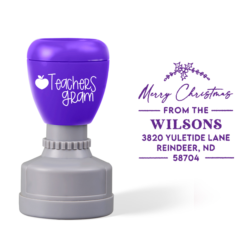 Personalized Address Merry Christmas Teacher Stamp