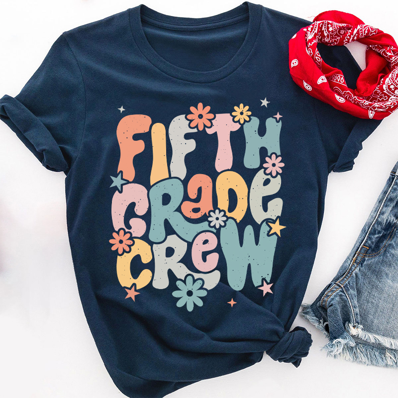 Personalized Name And Grade Bloom Flowers Teacher T-Shirt