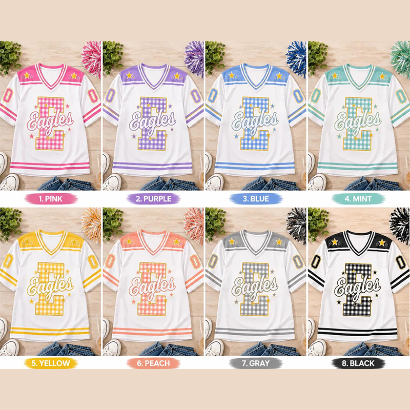 Personalized Mascot Gingham Letter Teacher Mesh Jersey