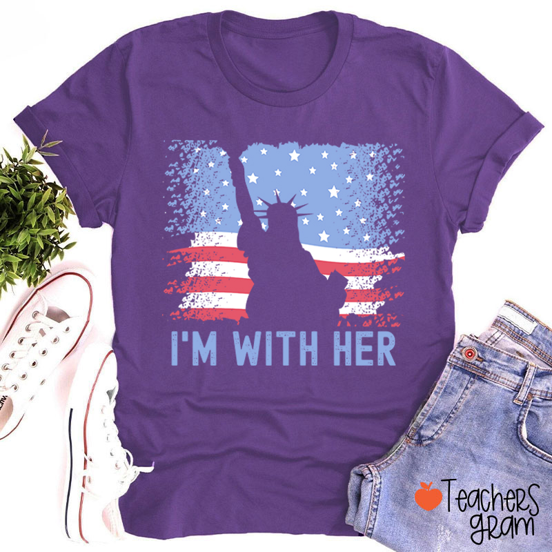 America Flag I'm With Her Teacher T-Shirt