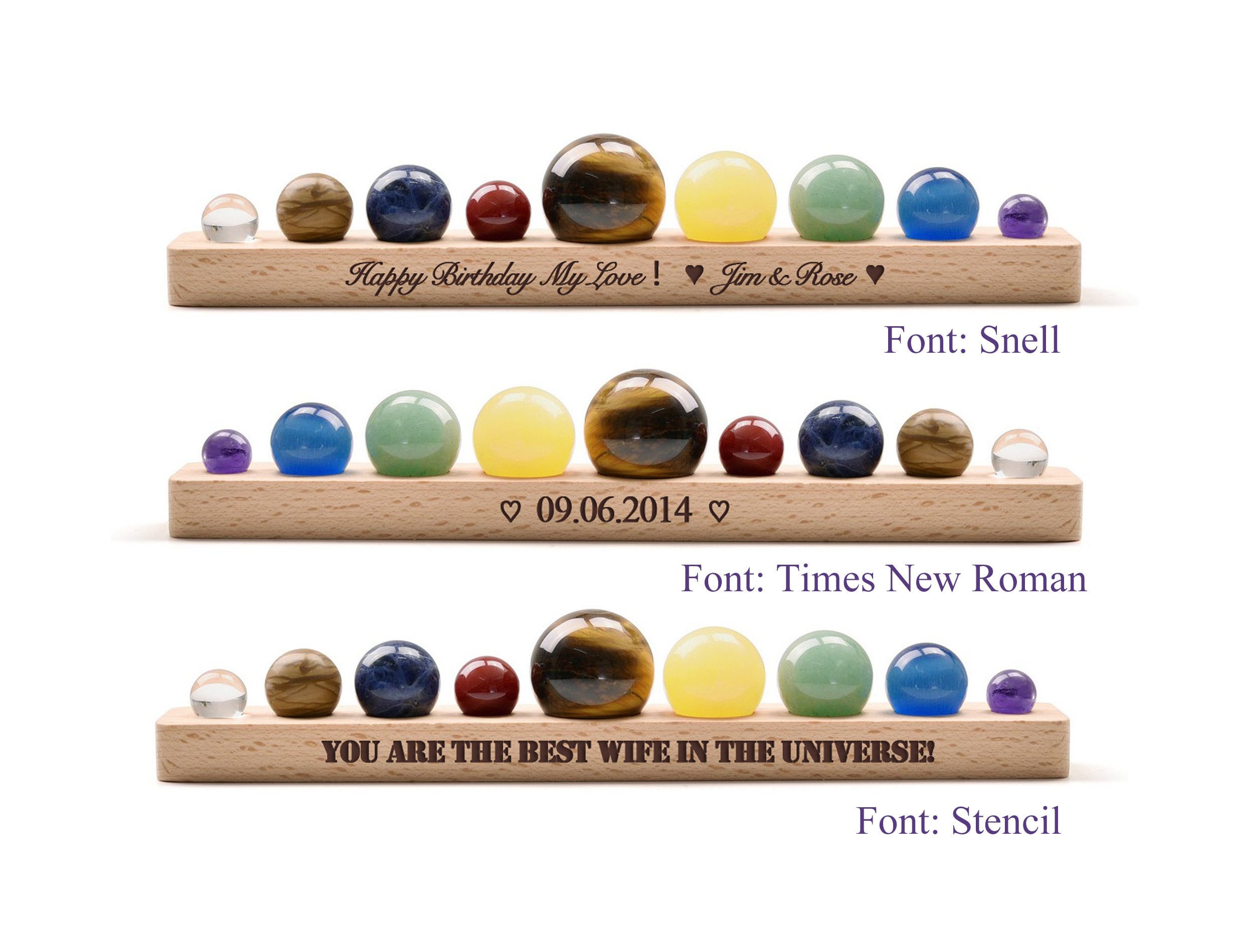 Personalized Solar System Gemstone Beads Planet Beads Set