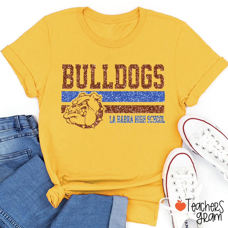 Personalized Mascot And School Name Contrasting Lines Teacher T-Shirt