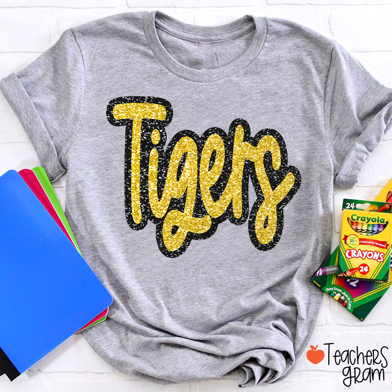 Personalized Mascot Glitter Cheer For Them Teacher T-Shirt