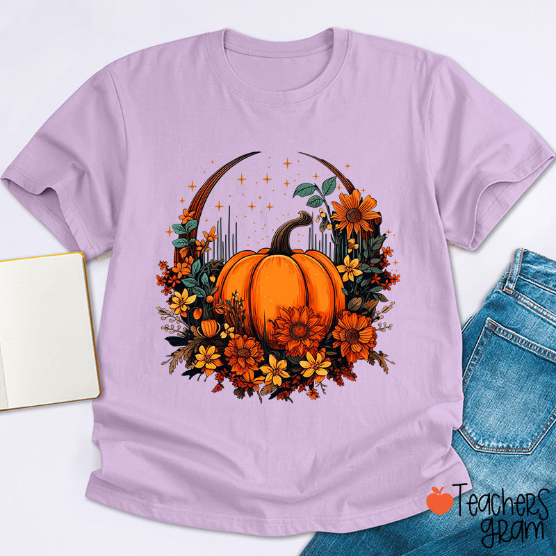 Fall Vibes Pumpkin Teacher T-Shirt