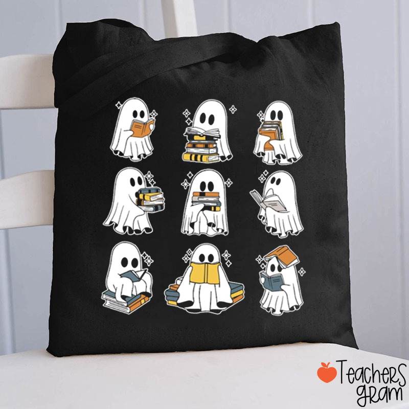 Halloween Reading Book Ghost Teacher Tote Bag