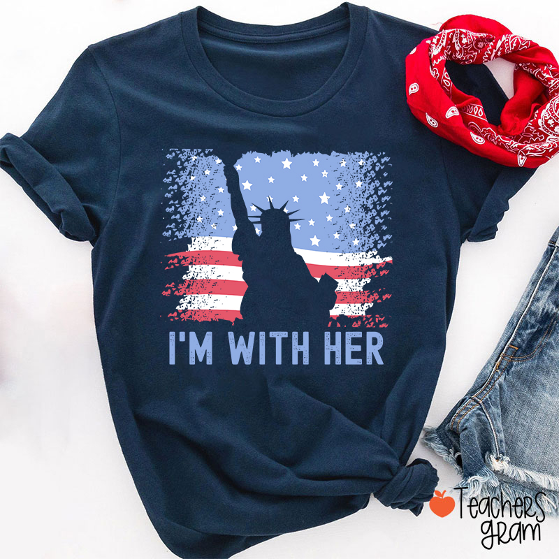 America Flag I'm With Her Teacher T-Shirt
