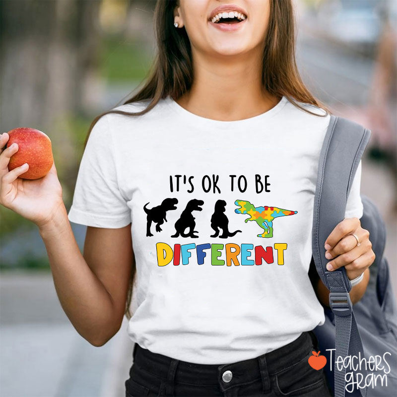 Dinosaur It's Ok To Be Different Teacher T-Shirt