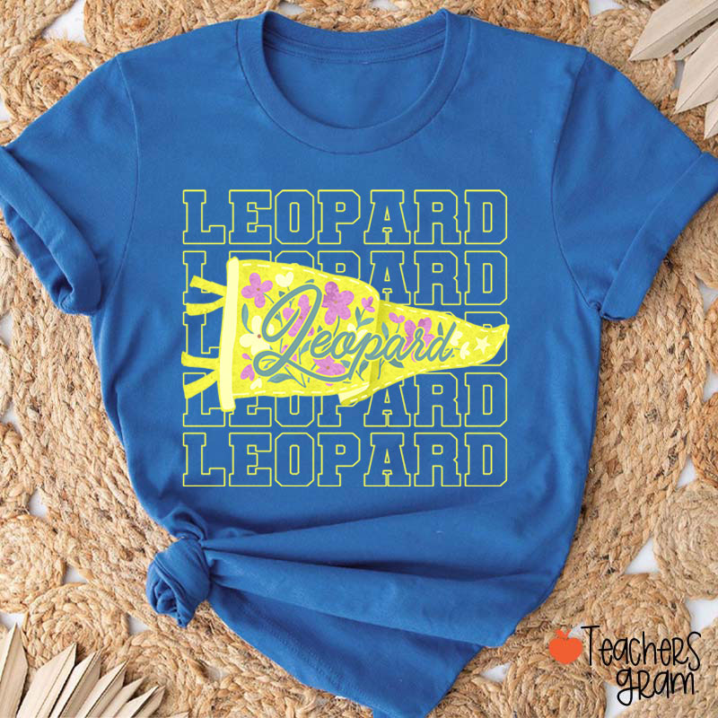 Personalized Mascot Flowers Pennant Teacher T-Shirt