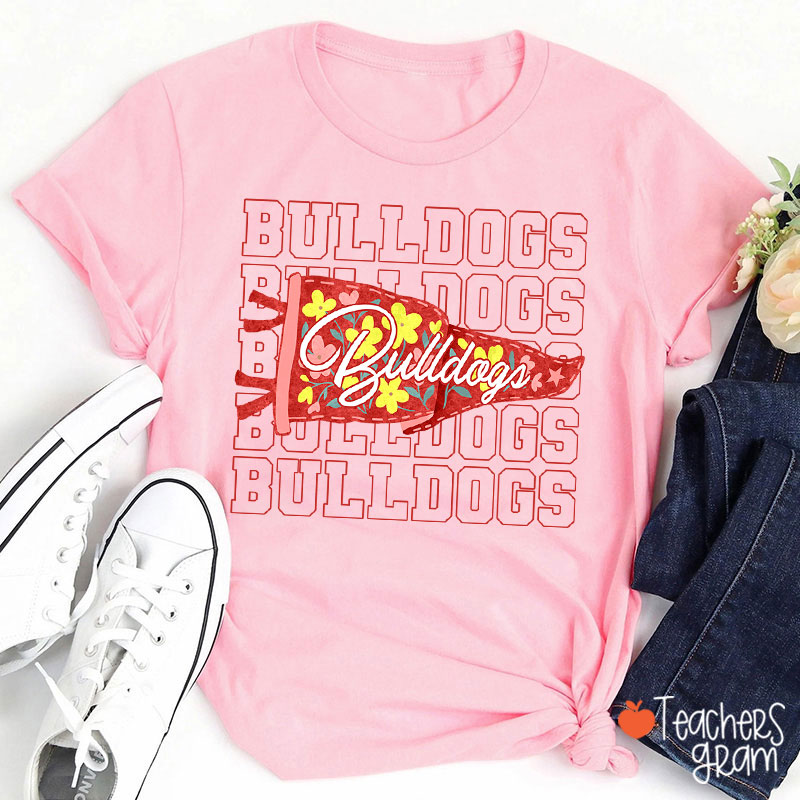 Personalized Mascot Flowers Pennant Teacher T-Shirt