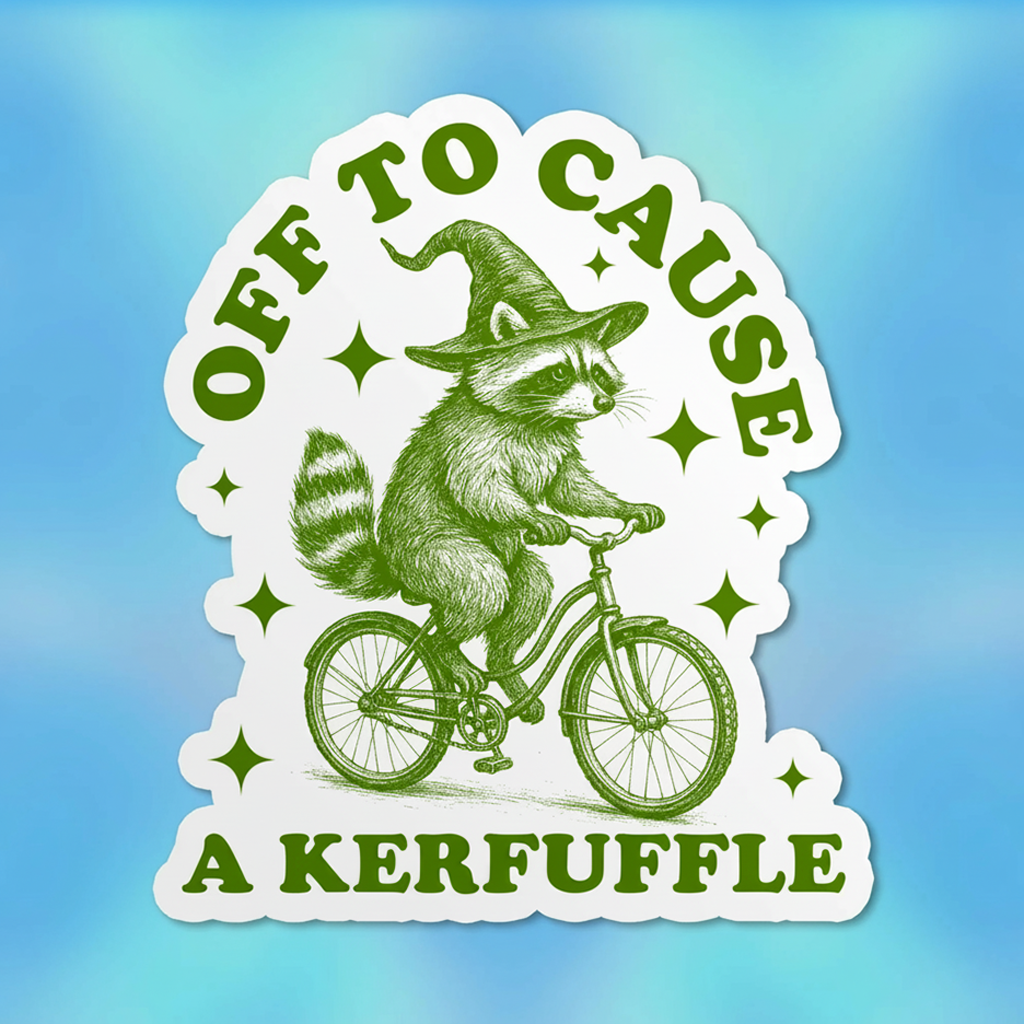 Off To Cause A Kerfuffle Raccoon Teacher Stickers