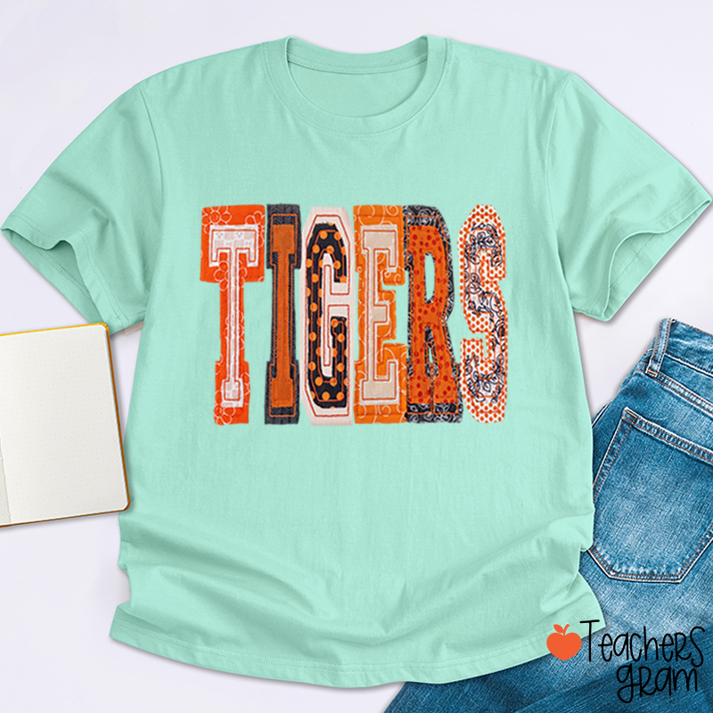 Personalized Mascot Mixed Print Letter Teacher T-Shirt