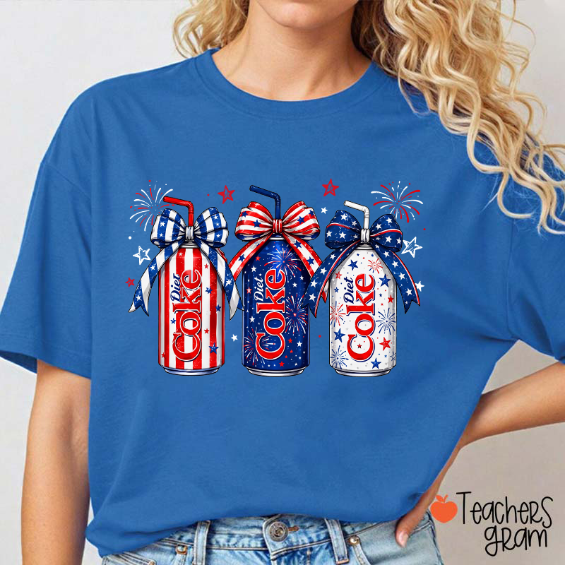 4th Of July Coquette Bow Coke Lover Teacher T-Shirt