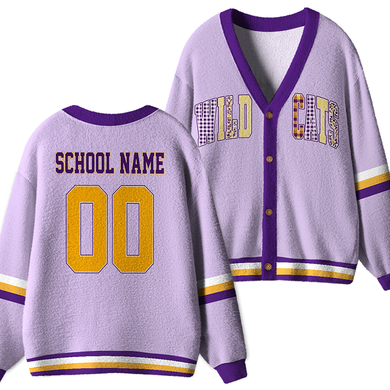 Personalized School Name Number Mascot Teacher Ugly Cardigan Sweater