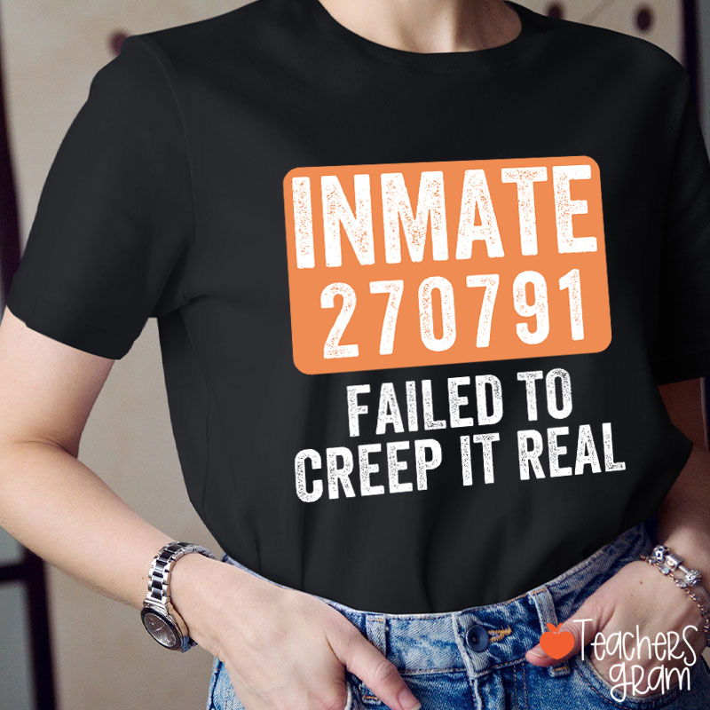 Personalized Spooky Inmate Mugshot Graphics Teacher T-Shirt