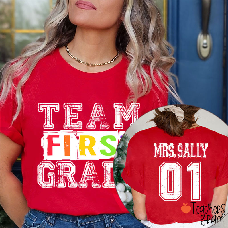 Personalized Grade Comfort Colors Team Teacher Two Sided T-Shirt