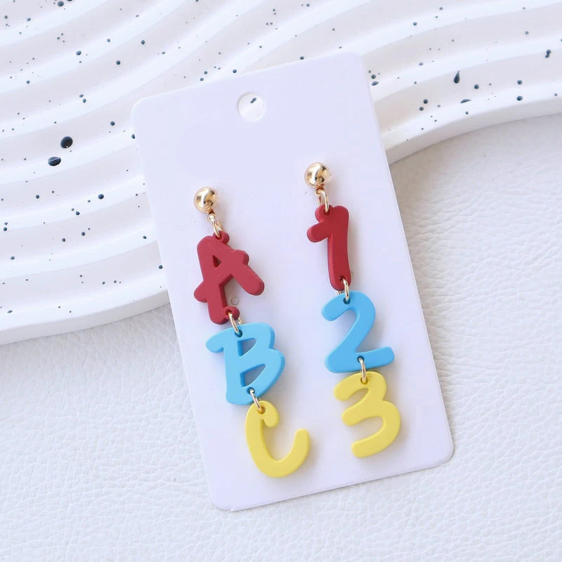ABC Imitation Clay Teacher Acrylic Earrings
