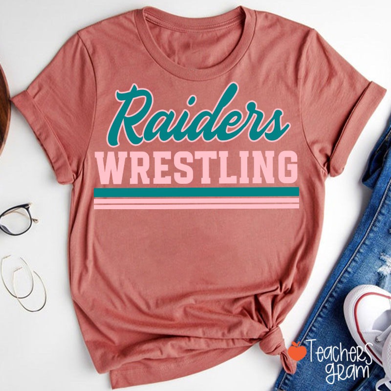 Personalized Mascot And School Name Contrasting Lines Teacher T-Shirt