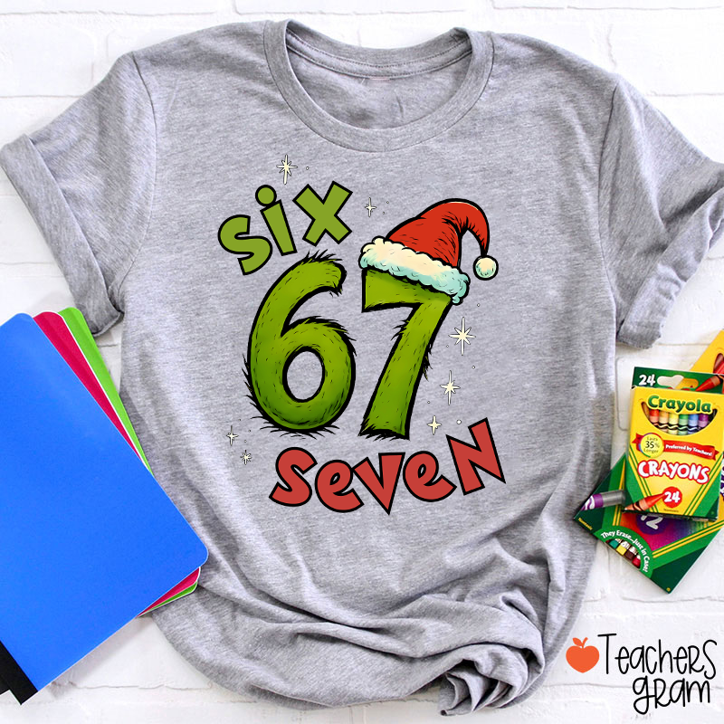 Six Seven Trending Christmas Teacher T-Shirt