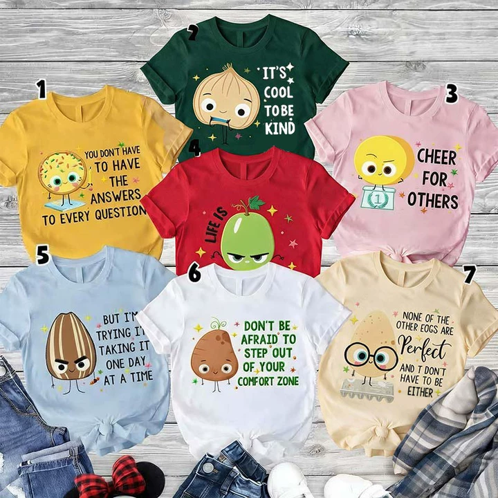 Personalized Cute Vegetable Fruit Positive Quote Teacher T-Shirt