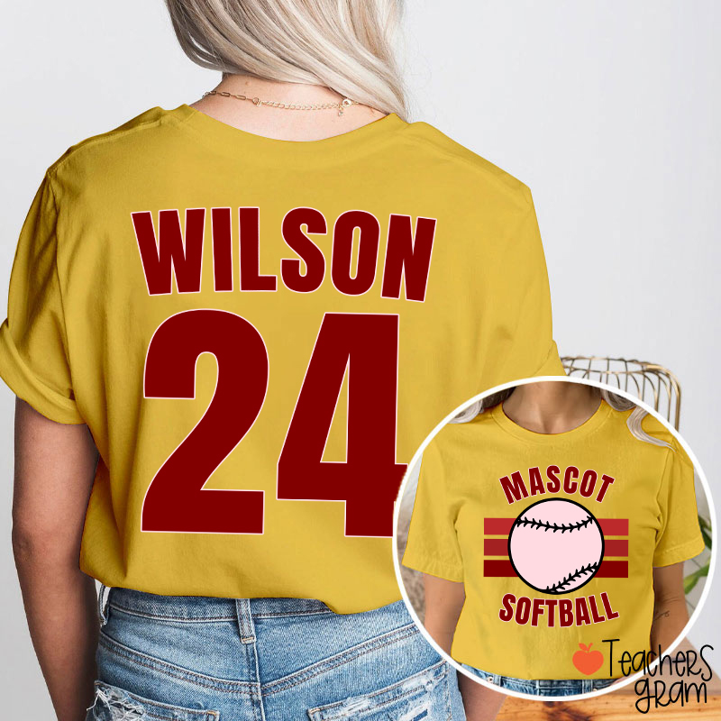 Personalized Mascot And Sport Gradient Lines Teacher Two Sided T-Shirt