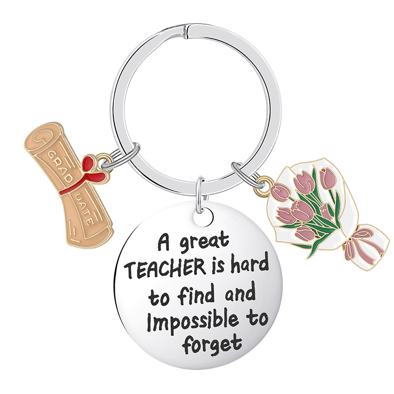 A Great Teacher Is Hard To Find Stainless Steel Teacher Keychain