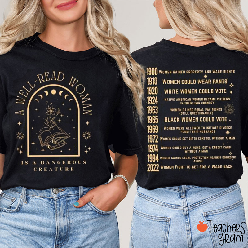 A Well-Read Woman Teacher Two Sided T-Shirt