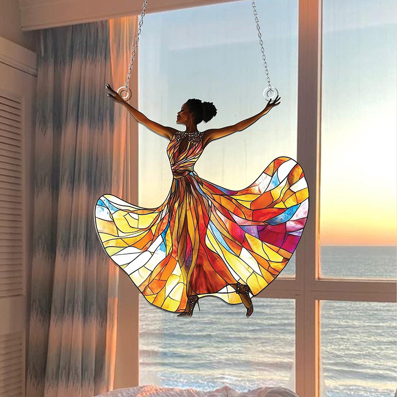 African American Women Acrylic Window Hanging Teacher Suncatcher