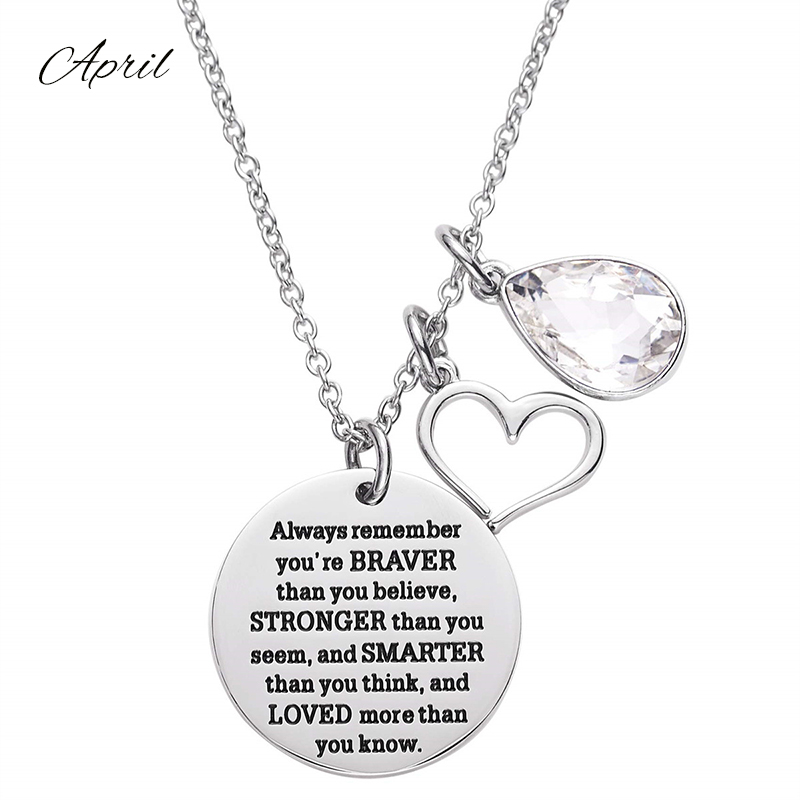 12-color Birthstone Diamond Teacher Necklace