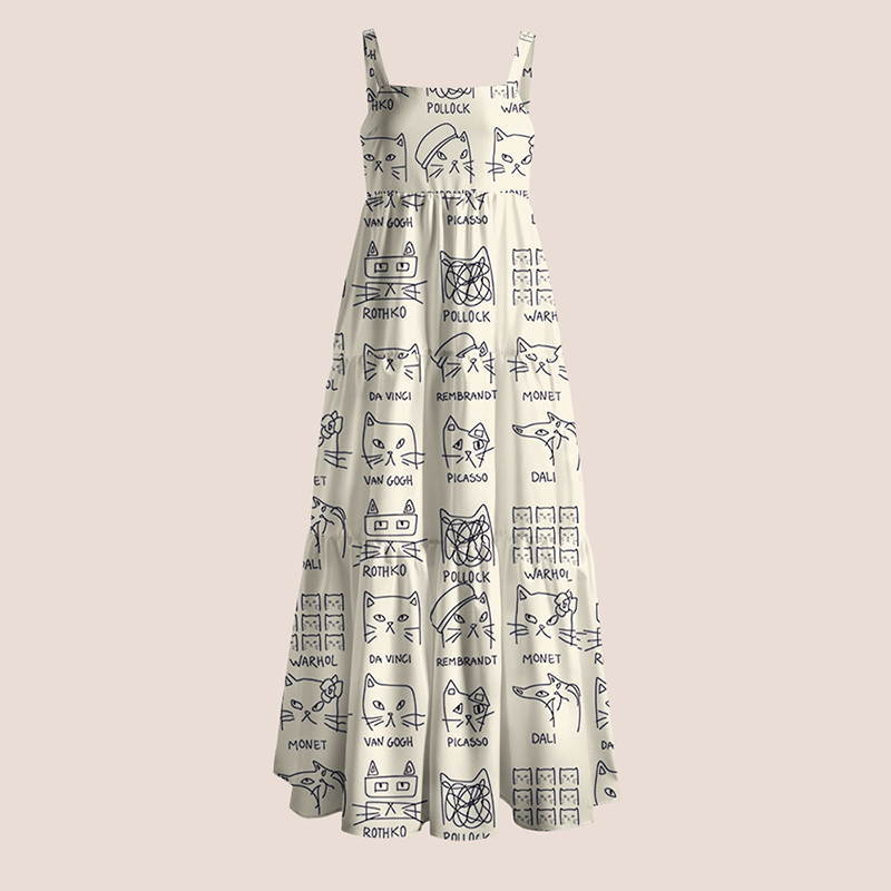 Artistic Cats Inspired By Famous Painters Teacher Slip Dress