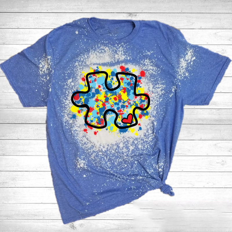Autism Awareness Puzzle Teacher Printed T-Shirt