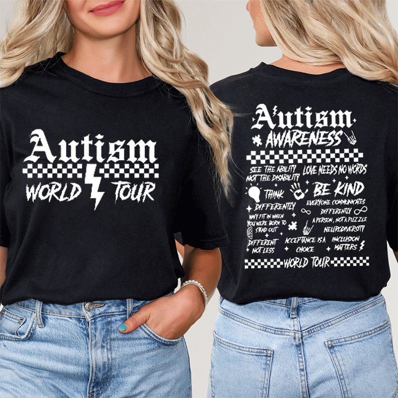 Autism World Tour Teacher Two Sided T-Shirt