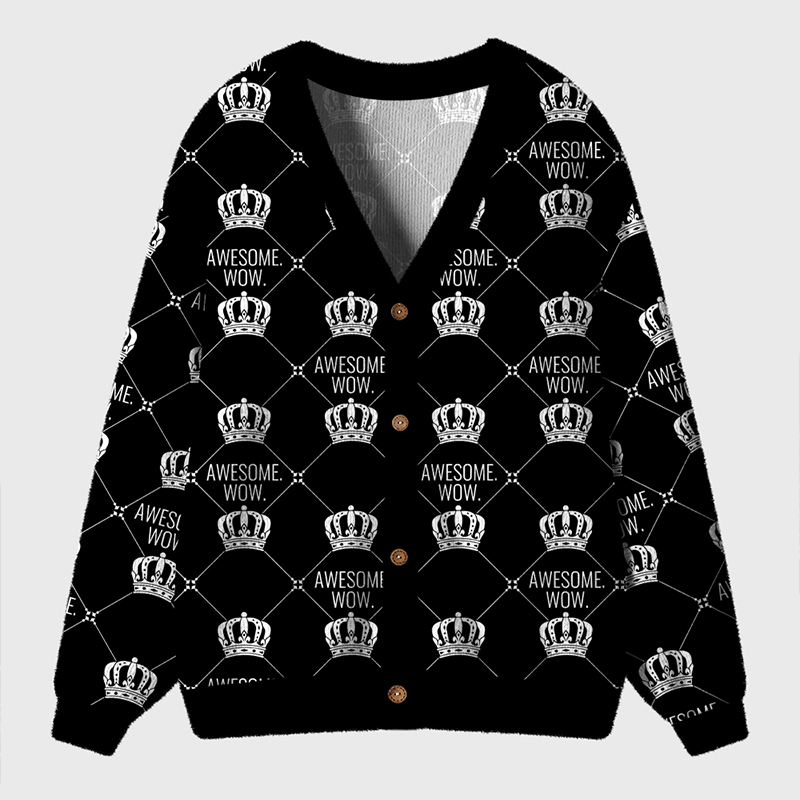 Awesome Wow Teacher Ugly Cardigan Sweaters