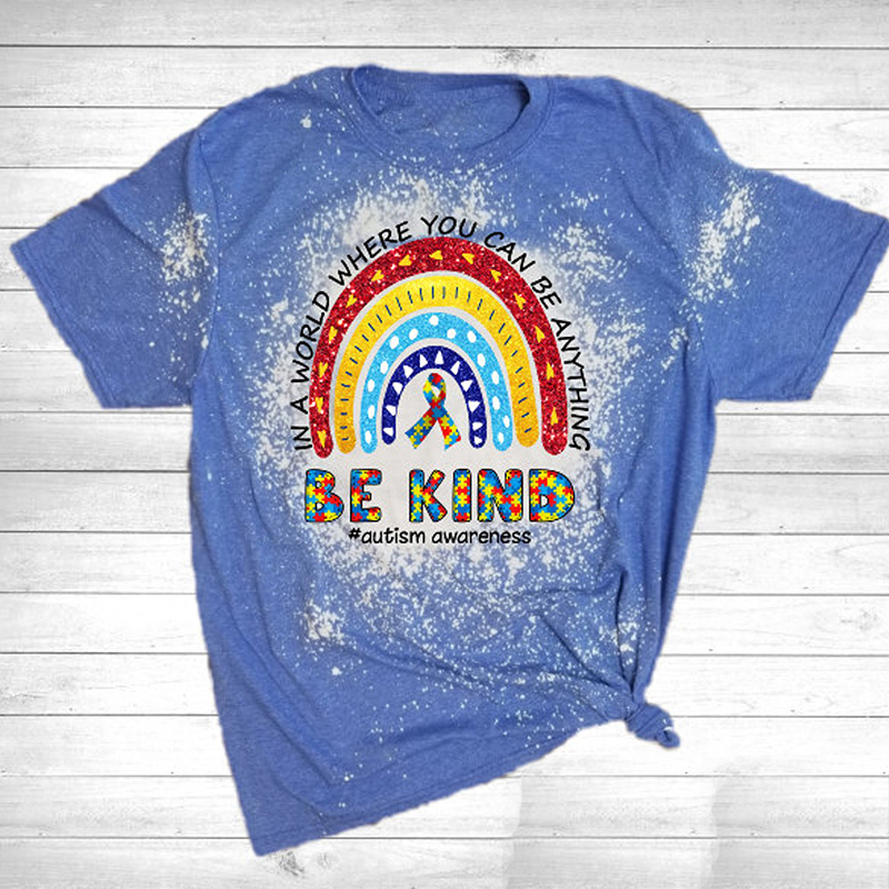 Be Kind Autism Awareness Teacher Printed T-Shirt