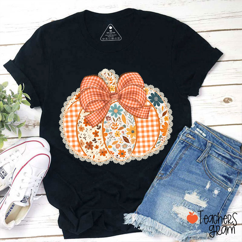Patchwork Pumpkin Teacher T-Shirt