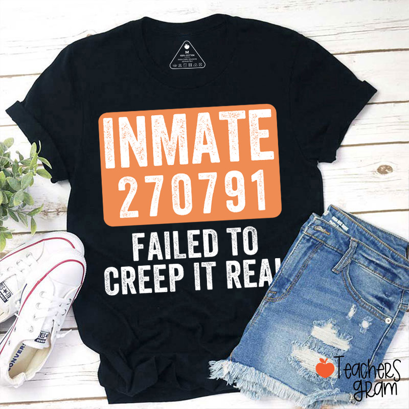 Personalized Spooky Inmate Mugshot Graphics Teacher T-Shirt