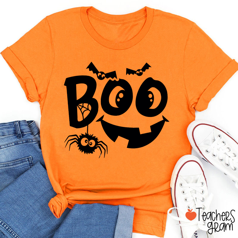 Boo Bat Spider Halloween Teacher T-Shirt