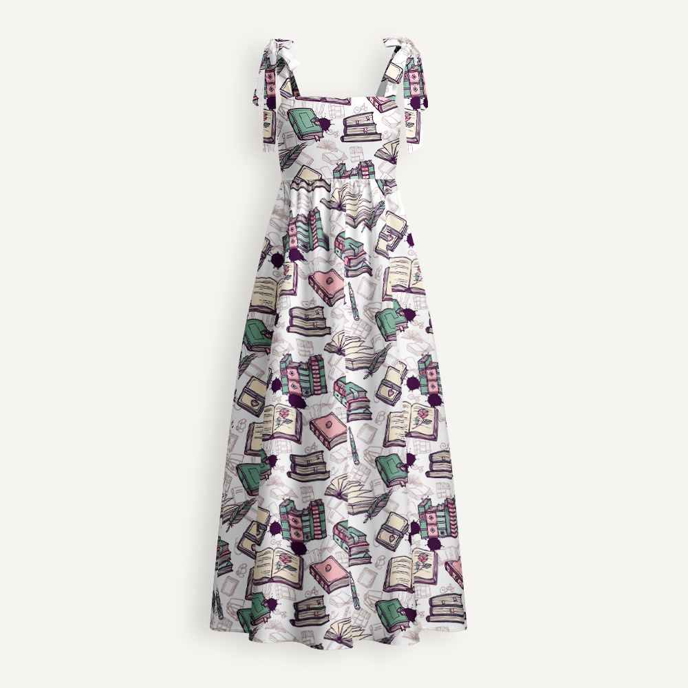 Book Lover Teacher Tie Shoulder Dress