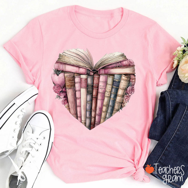 Bookish Valentine's Book Lover Teacher T-Shirt
